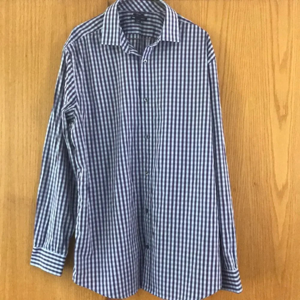 Gap blue/gray/purple check button shirt, XL